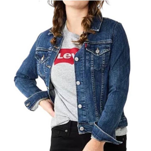 Levi’s Red Tab Jean Jacket Dark Wash Blue Stretch Denim - Picture 3 of 14